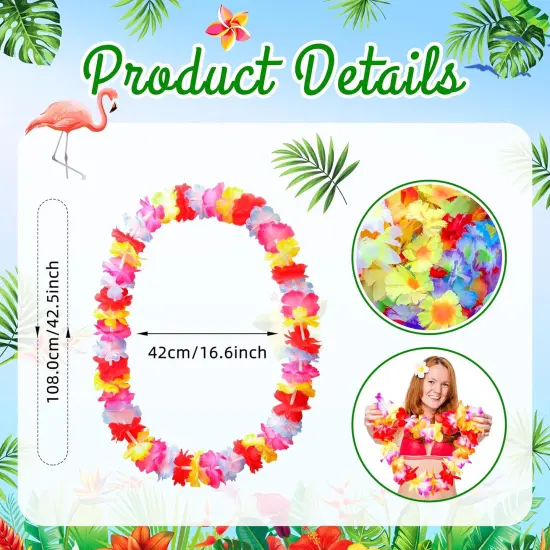 100 Count Hawaiian Lei Bulk, Tropical Luau Hawaii Theme Silk Flower Necklace Garland {2}