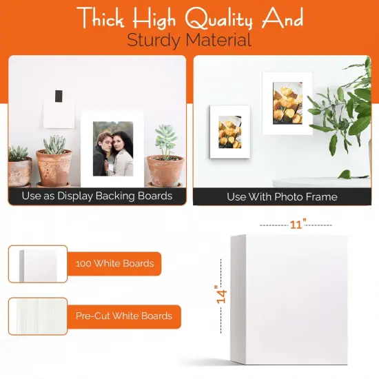 iFrame Pre-Cut White Backing Boards for Pictures, Prints, Frames, Arts | Acid Free White Craft Cardboard Sheets | Backing Boards Only (Pack of 50) {4}