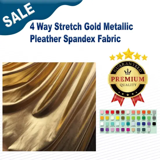 4 Way Stretch Gold Metallic Pleather Spandex Fabric {2}