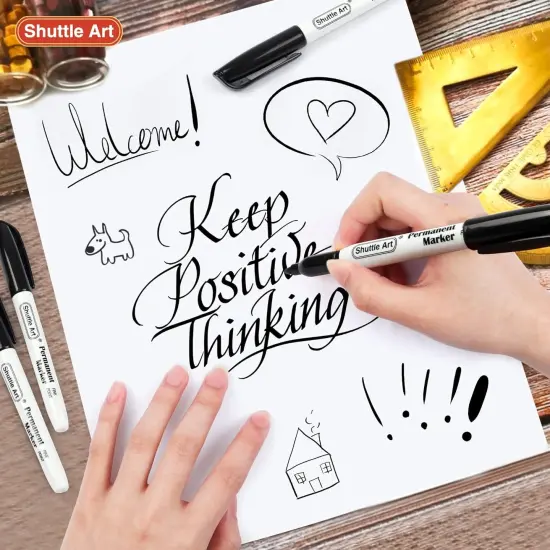 Permanent Markers, 100 Pack Black Permanent Marker set,Fine Point, Works on Plastic,Wood,Stone,Metal and Glass for Doodling, Marking {5}