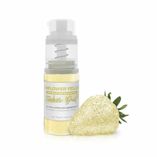 Bakell - Sunflower Yellow Tinker Dust Edible Glitter (4g, 1x Spray Pump) for Food, Desserts, and Beverages! {1}