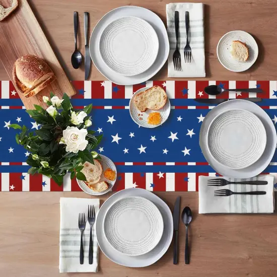 Patriotic Red White Blue Table Runner for Memorial Day, 4th of July, and Veteran's Day, Perfect for Home, Party, Kitchen, Dining Decorations {5}