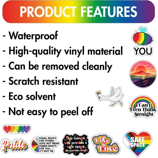 (Set of 10) LGBTQ+ Pride Subtle Ally Subtle LGBTQ Stickers, Equal Rights for Others It's Not Pie Sticker, Bee Yourself Sticker, This Human Will Provide A Safe Space Sticker, Love is Love Sticker (2") {3}