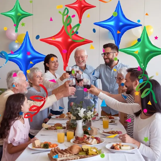 Red Green Blue Star Balloons,15Pcs Red Blue Green Star Foil Balloons {4}