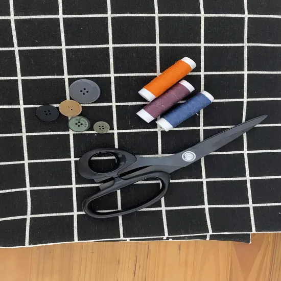 Left-Handed Scissors for Adults, 8 Inch Titanium Coating with Stainless Steel Blade, for Dressmaking, Leather Professional Sewing Fabric, Crafting and Home General Use, Black {5}