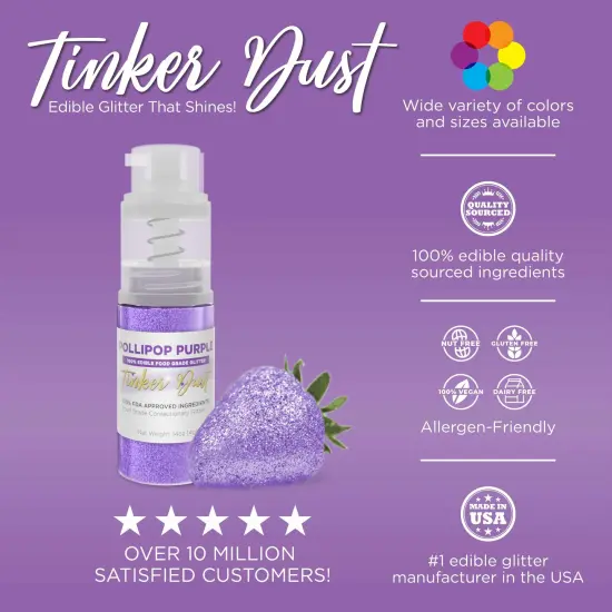 Bakell - Pollipop Purple Tinker Dust Edible Glitter (25g, 1x Spray Pump) for Food, Desserts, and Beverages! {3}
