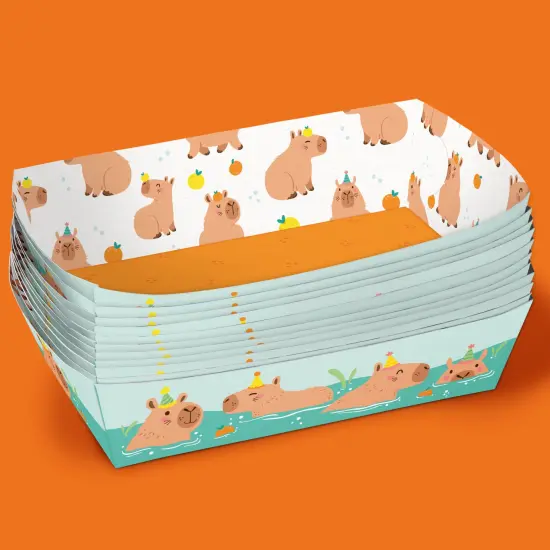 Big Dot of Happiness Capybara Party Paper Food Trays, Disposable Double-Sided Paper Food Holders for Nachos, Hot Dogs, French Fries - 12 Ct {5}