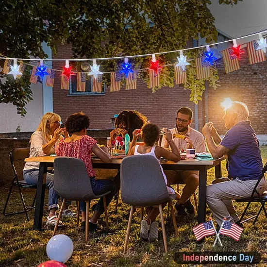4th of July Red White and Blue Star Lights, 35 LED Plug in Patriotic Star String Lights Independence Day Fairy Lights for Memorial Day Independence Day Decorations Outdoor {4}