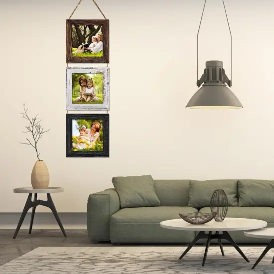 4x4 Wall Hanging Picture Frames Collage with 3 Opening Multi Color Frames {4}