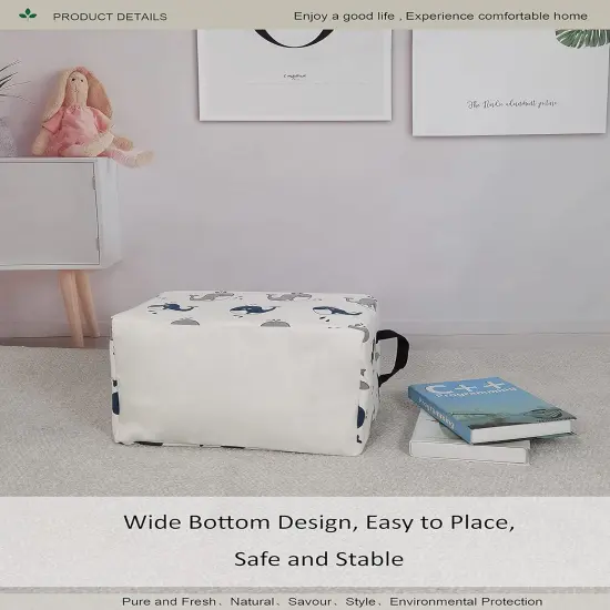 Summer Folding Basket,Canvas Basket, Nursery Hamper,Suitable for Children,Office,Bedroom,Clothes,Toys Storage (REC whale), 14.9&rsquo;&rsquo;L &times;10.2&rsquo;&rsquo;W&times;9.05&rsquo;&rsquo;H inches {5}