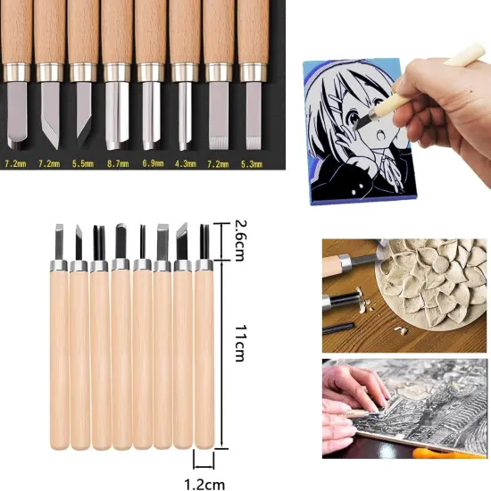 30PCS Rubber Block Stamp Carving Blocks with Cutter Tools and Rubber Brayer Roller for DIY Printmaking and More Crafts (combo pack) {3}