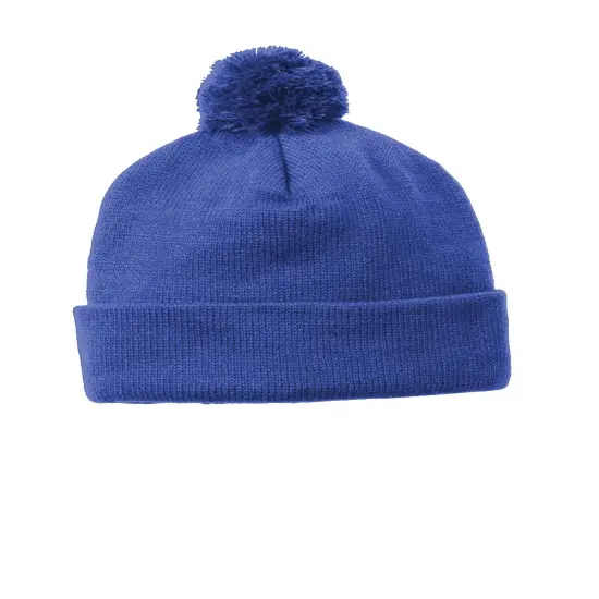 Sport-Tek &reg; Solid Pom Pom Beanie Iron Grey {7}