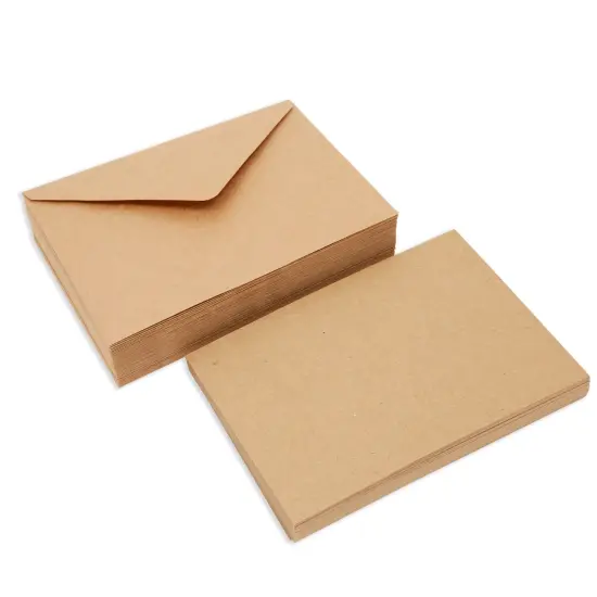 50 Pack Blank Cards and Envelopes 5x7, Kraft Paper A7 Notecards for DIY Open When Letters, Wedding Invitations, Birthday Cards Brown {6}