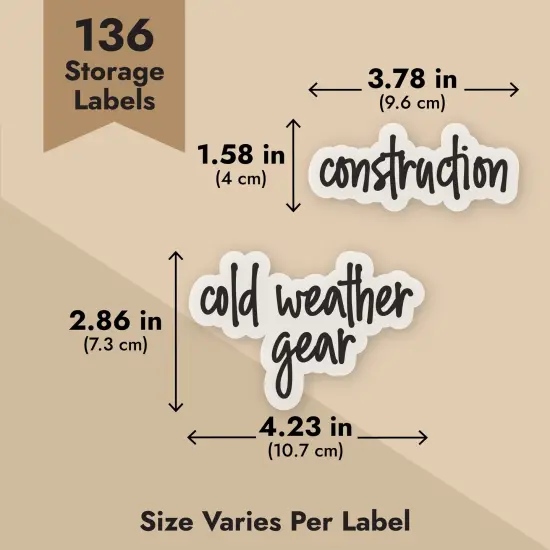 Talented Kitchen 136 Garage Labels for Storage Bins - Preprinted Black Script on Clear Household Stickers for Organizing Totes, Containers, and Boxes (Water Resistant) {3}