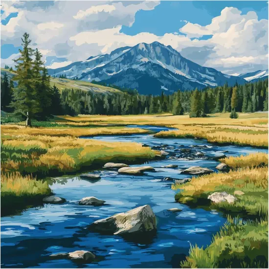 Yellowstone Paint by Numbers for Adults, Easy Paint by Numbers, National Park Paint by Number Kits, Nature Landscape Canvas Gift Home - Spring Mountain Lake Wall Decor(16x20inch) {1}