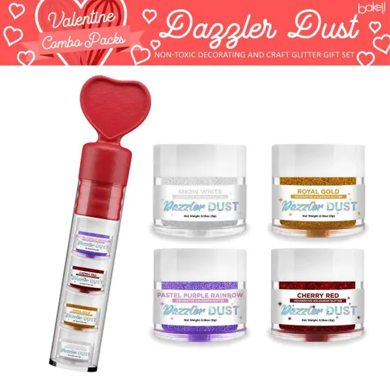 Valentine's Day Collection Decorative Glitter Heart Gift Pack (4 PC Set) {1}