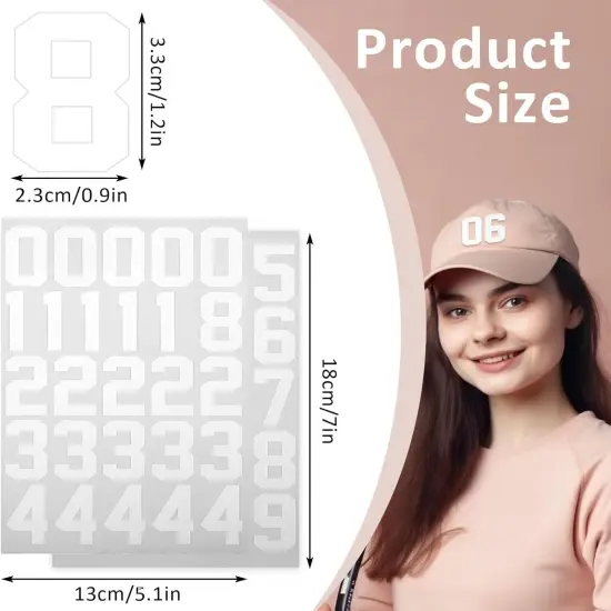8 Sheets 1-10 Number Stickers for Helmets, Baseball, Softball, Hockey, Football, Lacrosse - Self-Adhesive Vinyl Numbers for Batting {2}