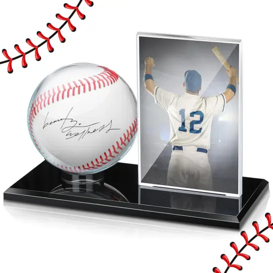 Acrylic Baseball Display Case for Ball and Cards Clear Base Ball Holder Ring Stand Set Centerpieces Protector Memorabilia Showcase for Official Size Baseball(Small) {1}
