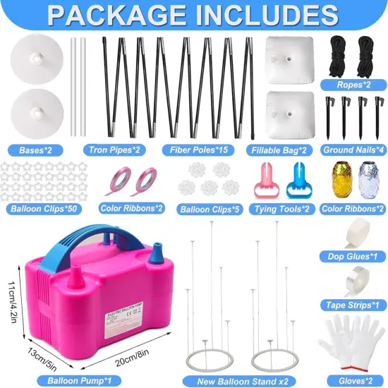 Balloon Arch Kit and Balloon Pump, 10FT Width 9FT Height Adjustable Balloon Arch Stand with NEW DESIGNED 2 Balloon Stands Water Fillable Bases for Wedding Anniversary Birthday Party Baby Shower {2}