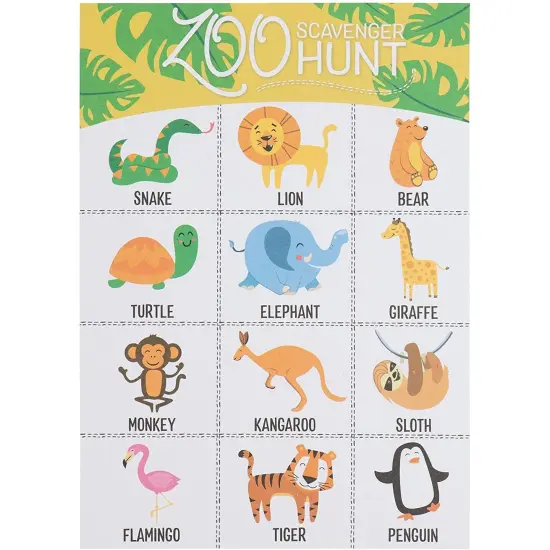 Safari Animal Zoo Scavenger Hunt Game (5 x 7 Inches, 50-Pack) Multicolor {4}