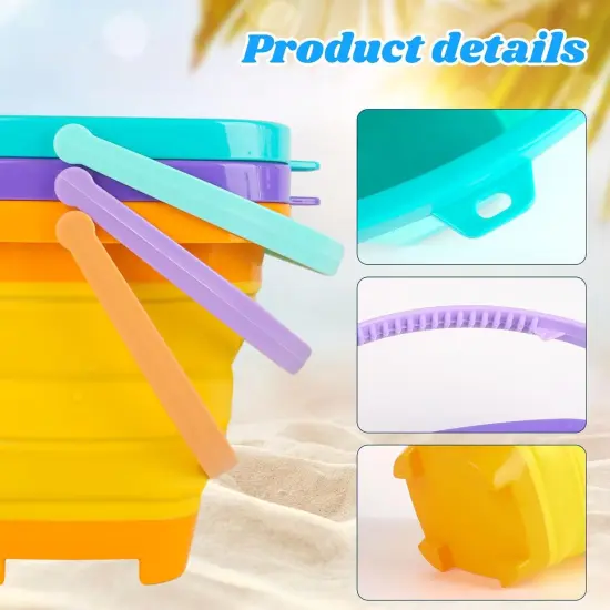 3Set Collapsible Beach Buckets, Foldable Sand Toys Easter Buckets for Kids, for Toddlers Outdoor Activities, Beach Fun Summer Vacation {3}