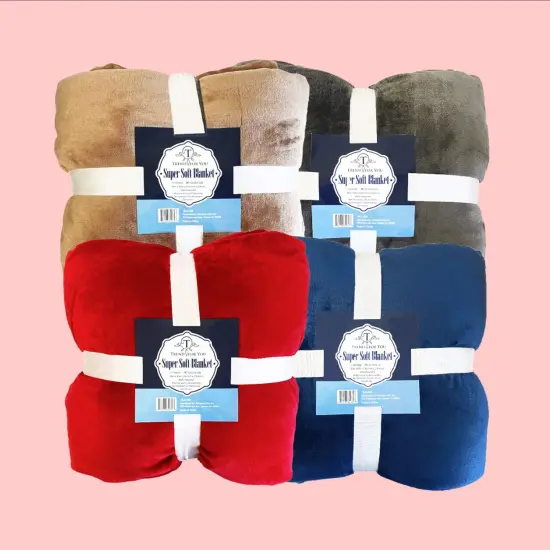 90x90" Solid Color Flannel Blanket Red, Coffee, Charcoal & Navy, 310g Single Layer {2}