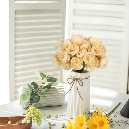 18 PCS Ranunculus Artificial Flowers Peonies Flowers(Champagne) {5}