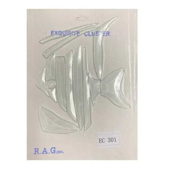 6-1/4" x 10-1/2" Exquisite Clear Glass Angel Fish Bevel Cluster EC301 {3}