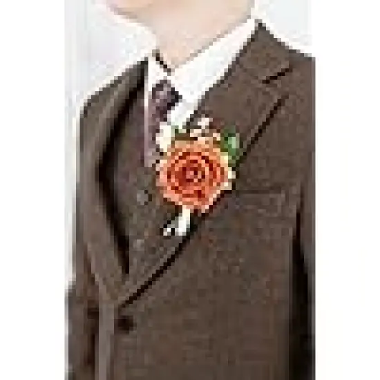 Orange Boutonniere for Men for Wedding Groom Groomsmen {1}