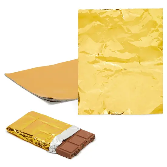 100 Pack Gold Foil Sheets for Chocolate, Candy Bar Wrappers for Caramel and Sweets (6 x 7.5 In) {1}