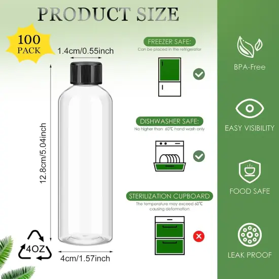 100 Pcs Plastic Juice Bottles with Caps Clear Shot Bottles {2}