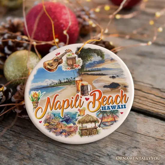Napili Beach Hawaii Tropical Paradise Christmas Ornament, Hawaiian Islands Souvenir {7}