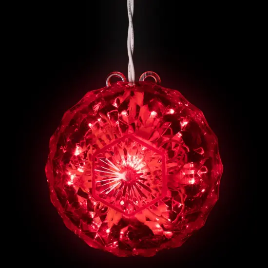 Northlight LED Lighted Crystal Sphere Outdoor Christmas Decoration - 5" - Red - 2' White Wire {1}