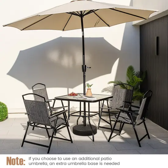 34'' Square Outdoor Dining Table Black Tempered Glass Patio Table with 1.5 {6}