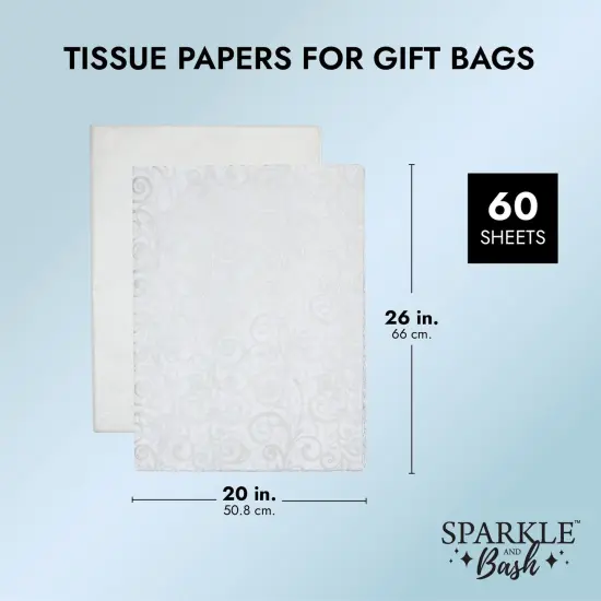 Wrapping Tissue Paper Bulk for Gift Bags, 3 Colors - Silver, White, Metallic Silver (60 Sheets) {3}