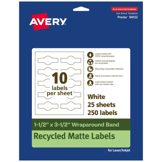 Avery Recycled Matte White Labels,1-1/2" x 3-1/2" Wraparound {1}