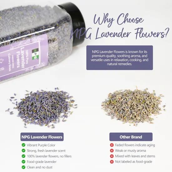 Freeze Dried Lavender Flowers 4 Oz, Culinary Grade Lavender Buds for Tea, Baking, DIY Soap, Candle Making, Potpourri, Natural Fragrance Sachets, All-Natural, Non-GMO, Gluten-Free {5}