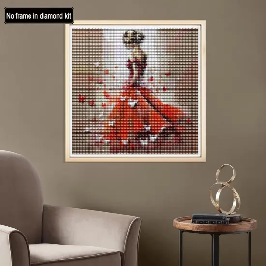 DIY 5D Diamond Painting Kits for Adults Woman - Diamond Art Kits for Adults Red Dress Dancer | Full Drill Round | Crystal Mosaic Picture | Beginner | Home Wall Decor | 16x16 Inch {3}