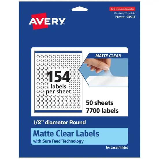 Avery Matte Clear Labels,1/2" diameter Round {1}