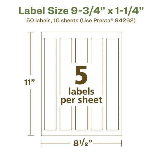 Avery Recycled Matte White Labels,9-3/4" x 1-1/4" Rectangle {5}