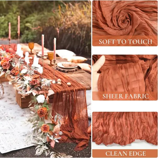 10 Pack Terracotta Cheesecloth Table Runners {3}
