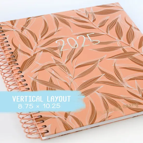 2025 Planner - Vertical Layout, Spiral Bound - "Golden Leaves" (#307) {1}