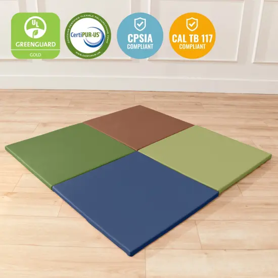 Play Patch Activity Mat Squares, Modular Playmat, 4-Pack Earthtone {6}