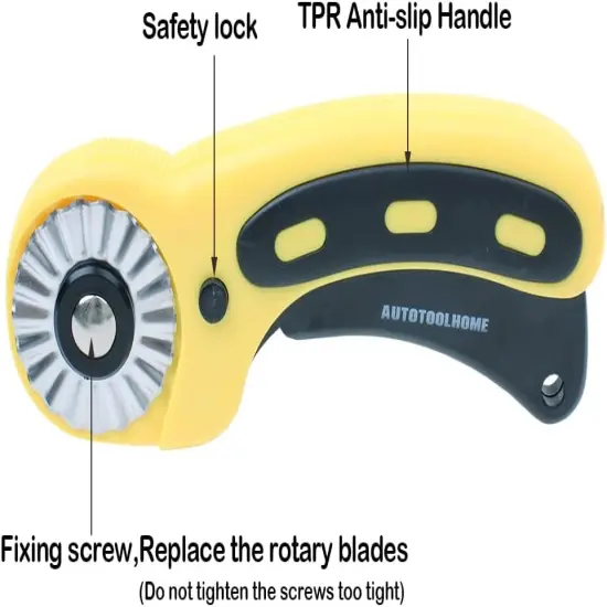 45mm Rotary Cutter Set with 9 Pack Replacement Rotary Blades Skip Rotary Blades Pinking Rotary Blades for Sewing Fabric Leather Quilting Cutter Paper Perforating Tool {2}