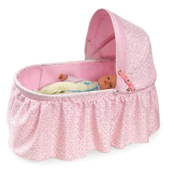 Badger Basket Folding Doll Cradle with Hood - Pink/Rosebud {5}