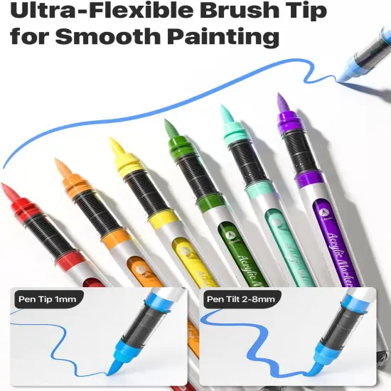 Acrylic Paint Markers Brush Tip 30 Colors {2}
