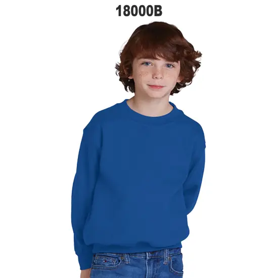 Gildan&reg; Youth Crewneck Long Sweatshirt White {3}