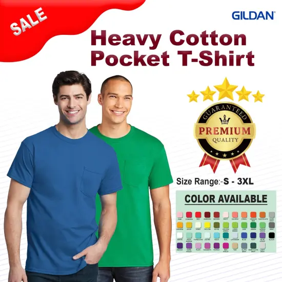 Gildan&reg; Heavy Cotton Pocket Crewneck Short Sleeve T-Shirt Maroon {3}
