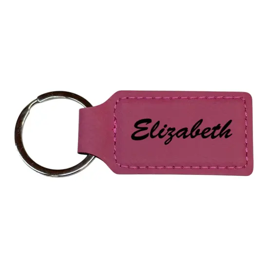 Keychain - Rectangle - PERSONALIZED - Leather Rustic/Gold {3}