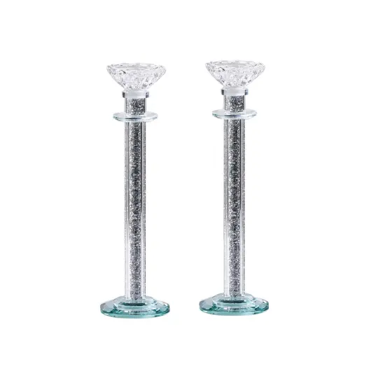 Crystal Candlesticks with Crushed Stones Gold Silver {3}